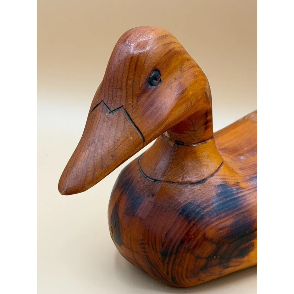 Vintage 1984 Hand Carved Wooden Duck Decoy Folk Art Signed DON 84 12